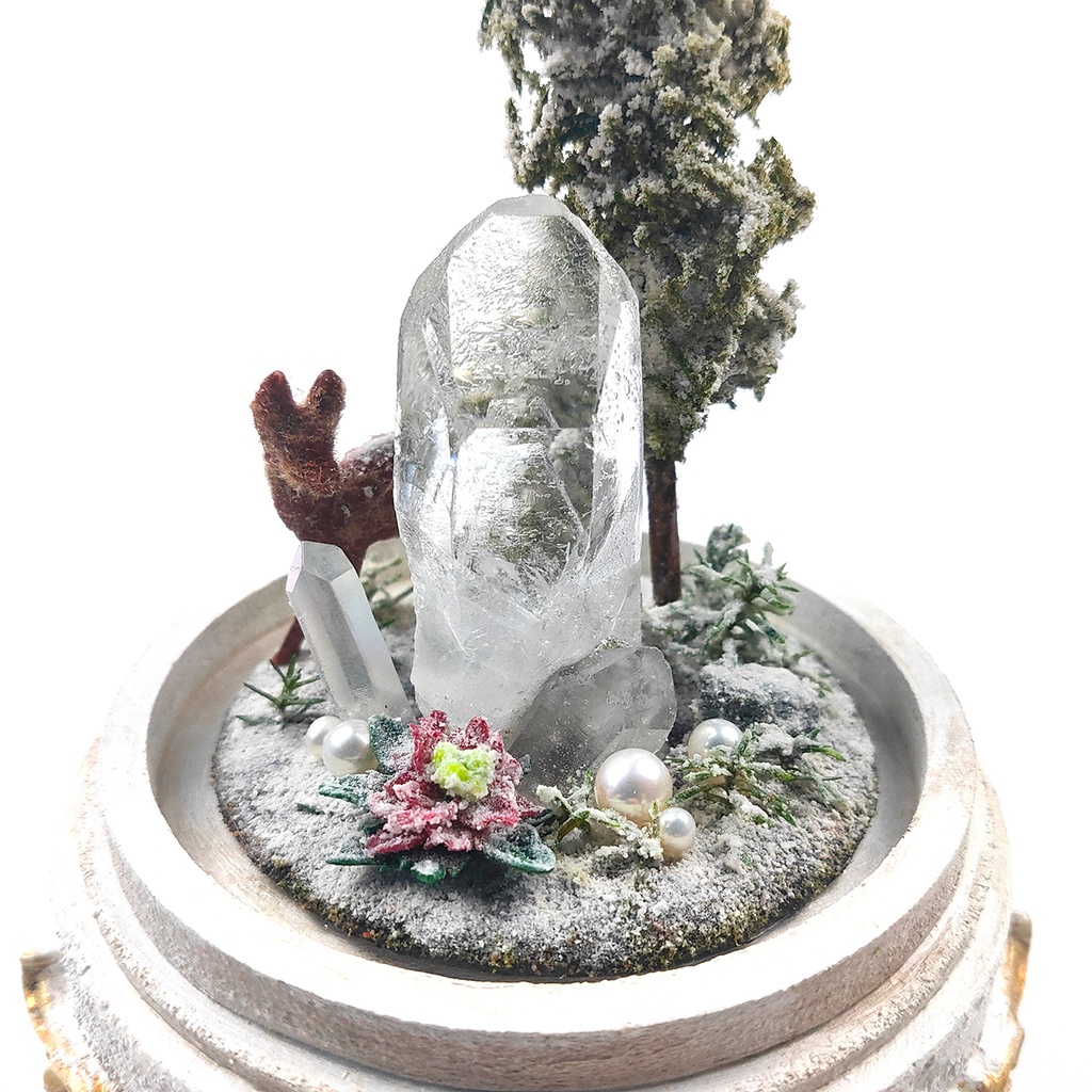 【期間限定・冬】鉱物ランプ『結晶の森の冬』中・水晶・リモコン切替点灯