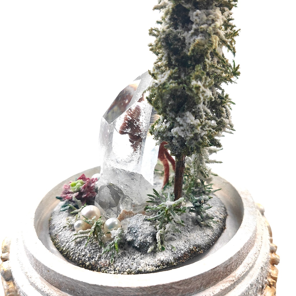 【期間限定・冬】鉱物ランプ『結晶の森の冬』中・水晶・リモコン切替点灯