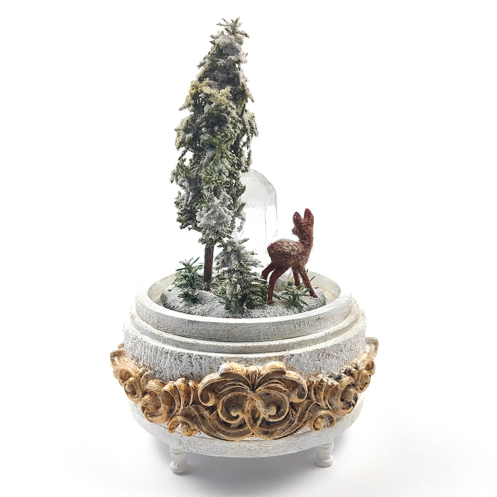 【期間限定・冬】鉱物ランプ『結晶の森の冬』中・水晶・リモコン切替点灯