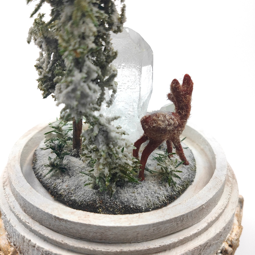 【期間限定・冬】鉱物ランプ『結晶の森の冬』中・水晶・リモコン切替点灯