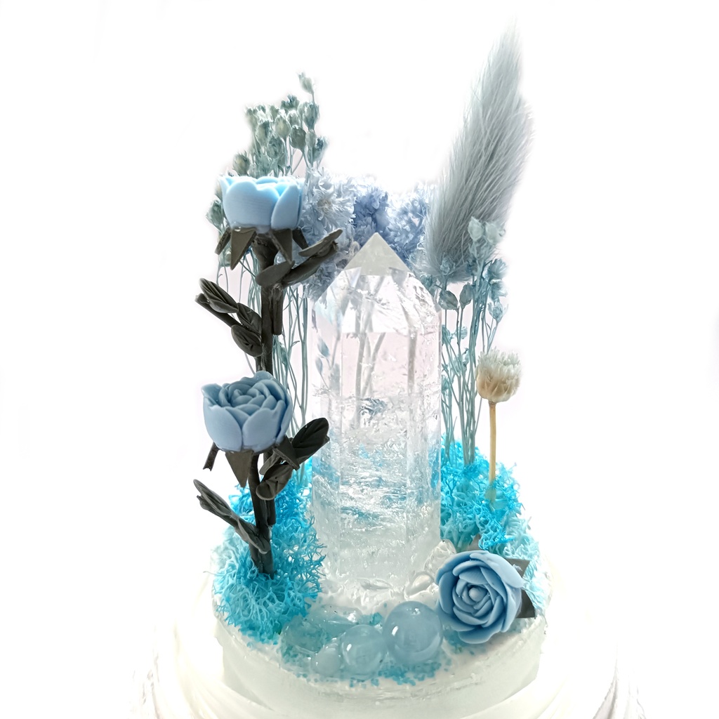 鉱物ランプ『水色』中サイズ・水晶・アクアマリン