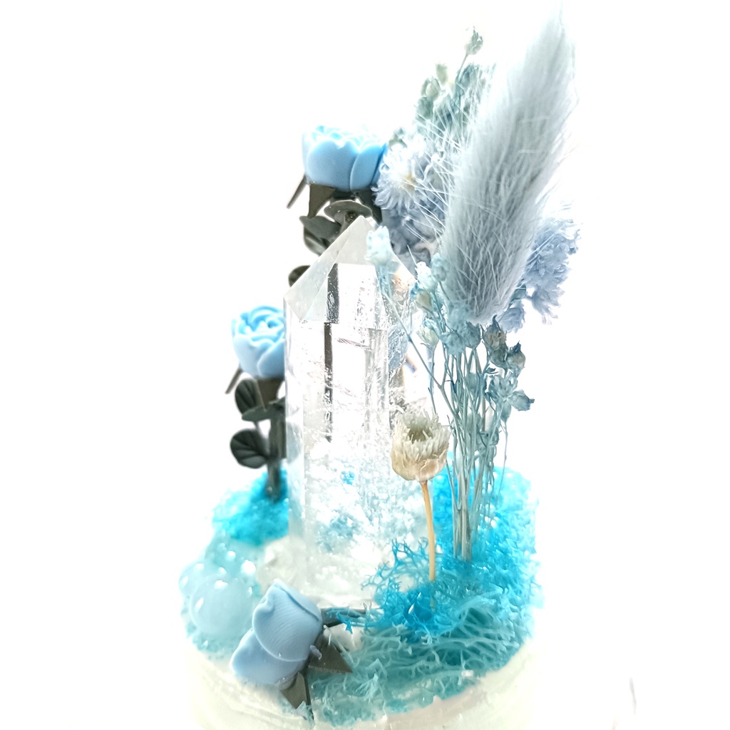 鉱物ランプ『水色』中サイズ・水晶・アクアマリン