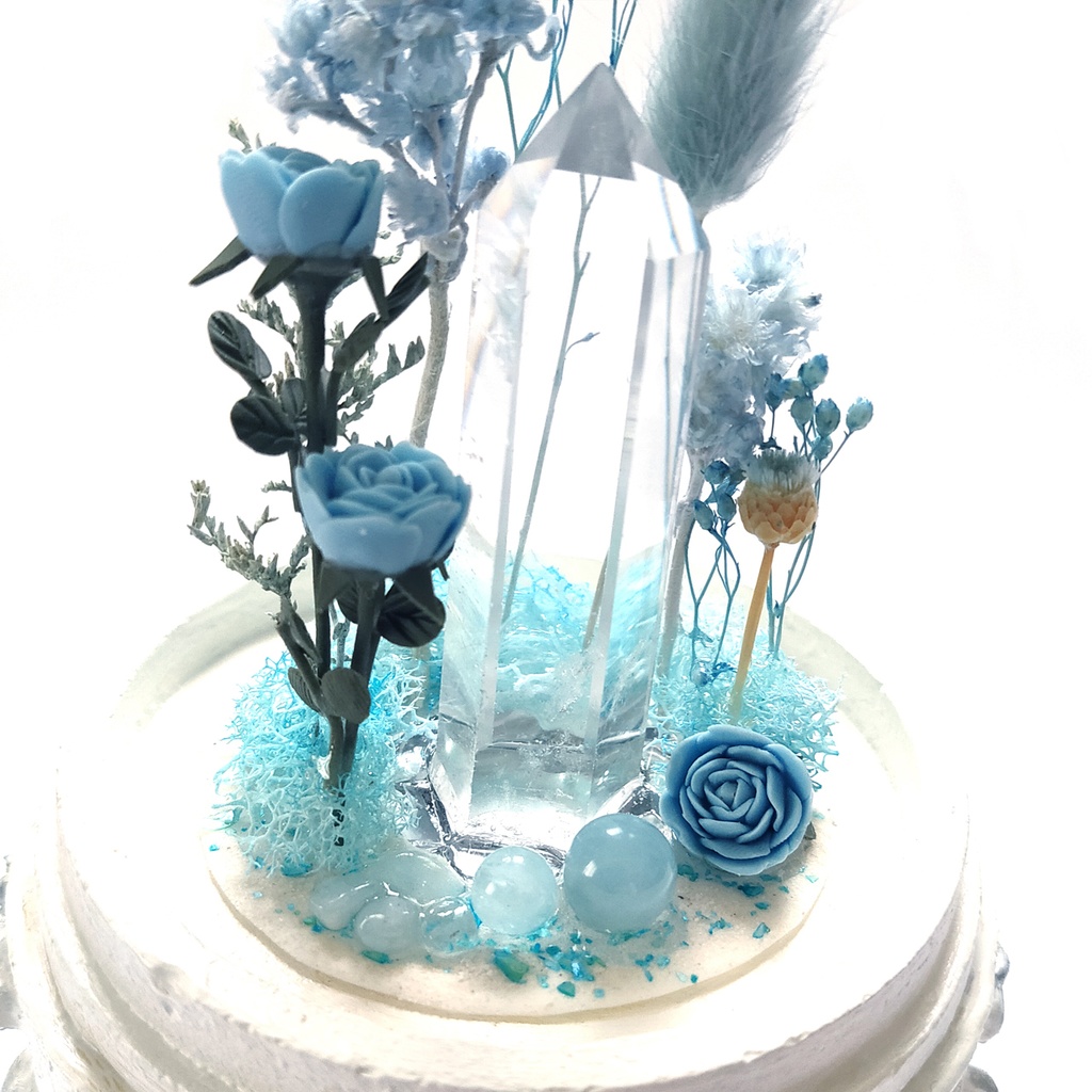 鉱物ランプ『水色』中サイズ・水晶・アクアマリン