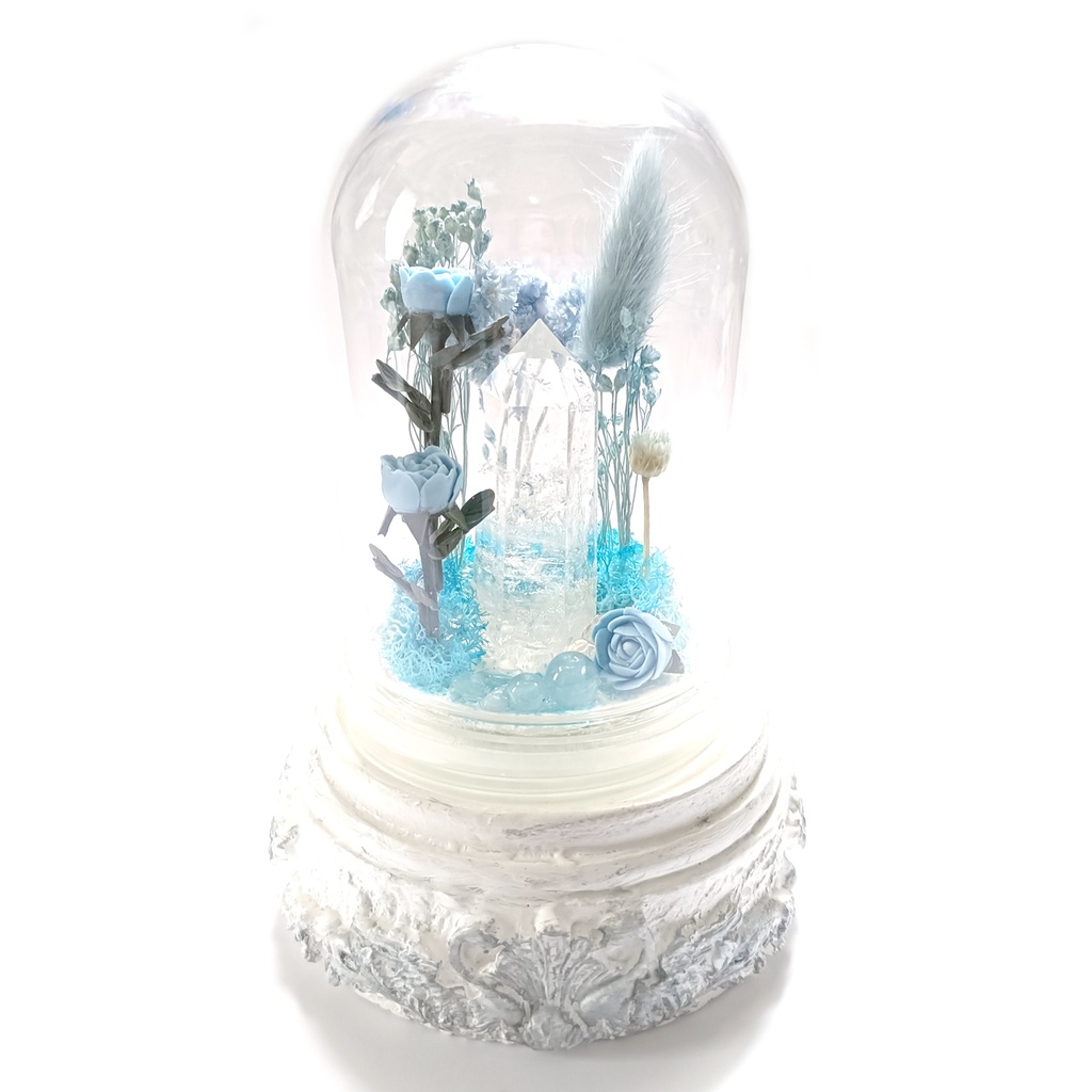 鉱物ランプ『水色』中サイズ・水晶・アクアマリン