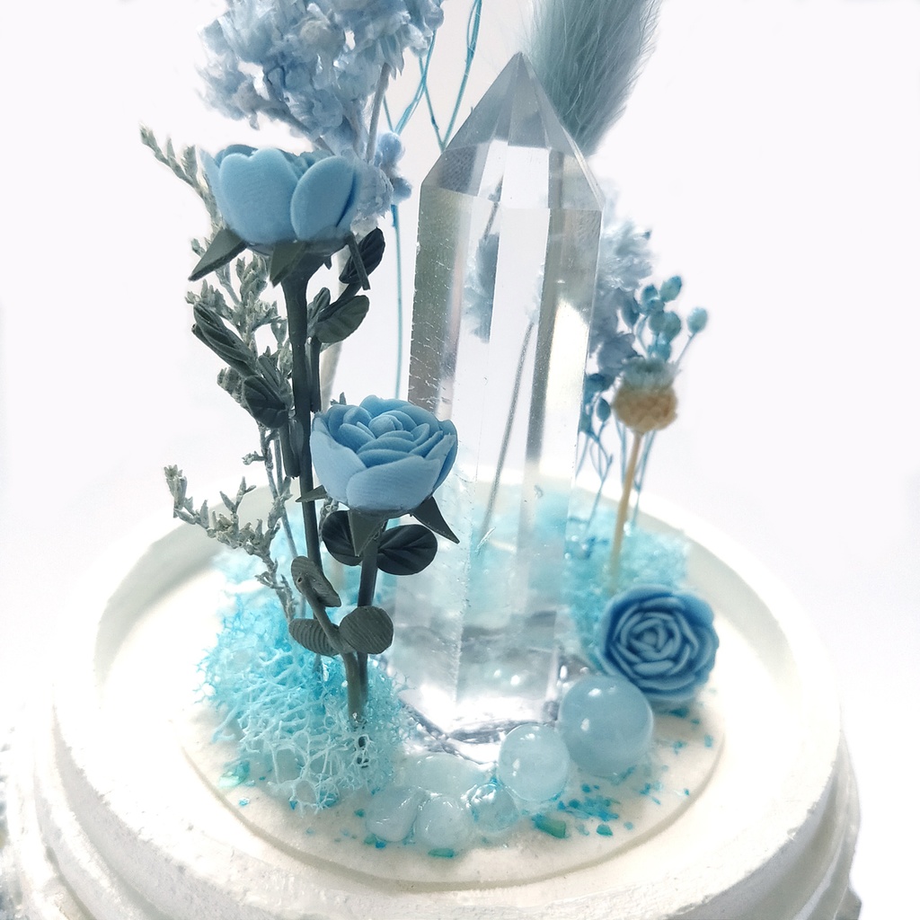 鉱物ランプ『水色』中サイズ・水晶・アクアマリン