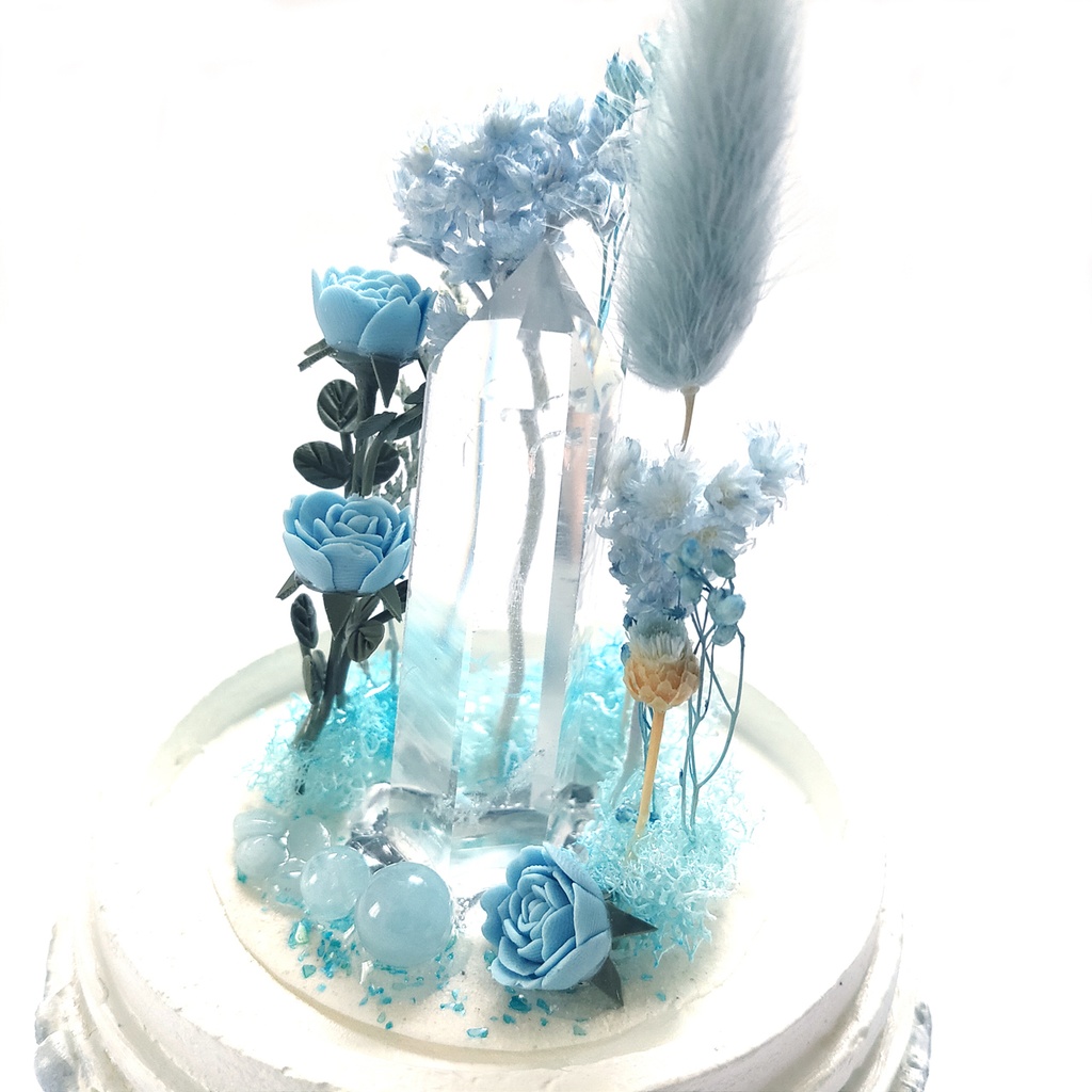 鉱物ランプ『水色』中サイズ・水晶・アクアマリン