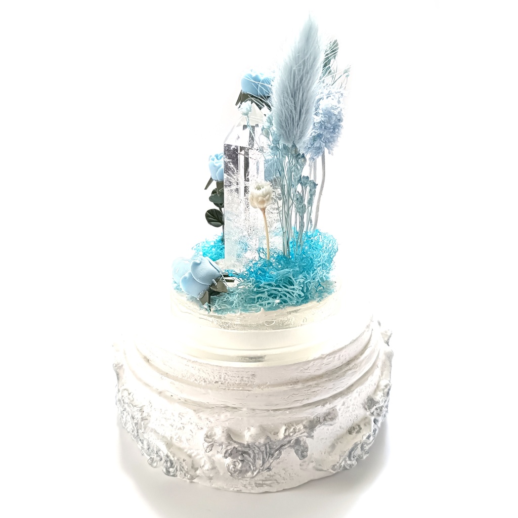 鉱物ランプ『水色』中サイズ・水晶・アクアマリン