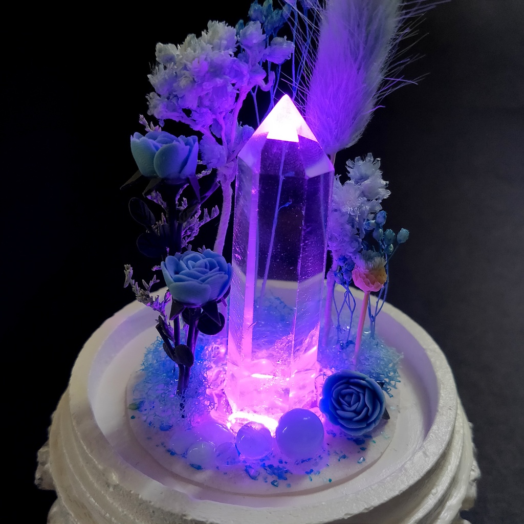 鉱物ランプ『水色』中サイズ・水晶・アクアマリン