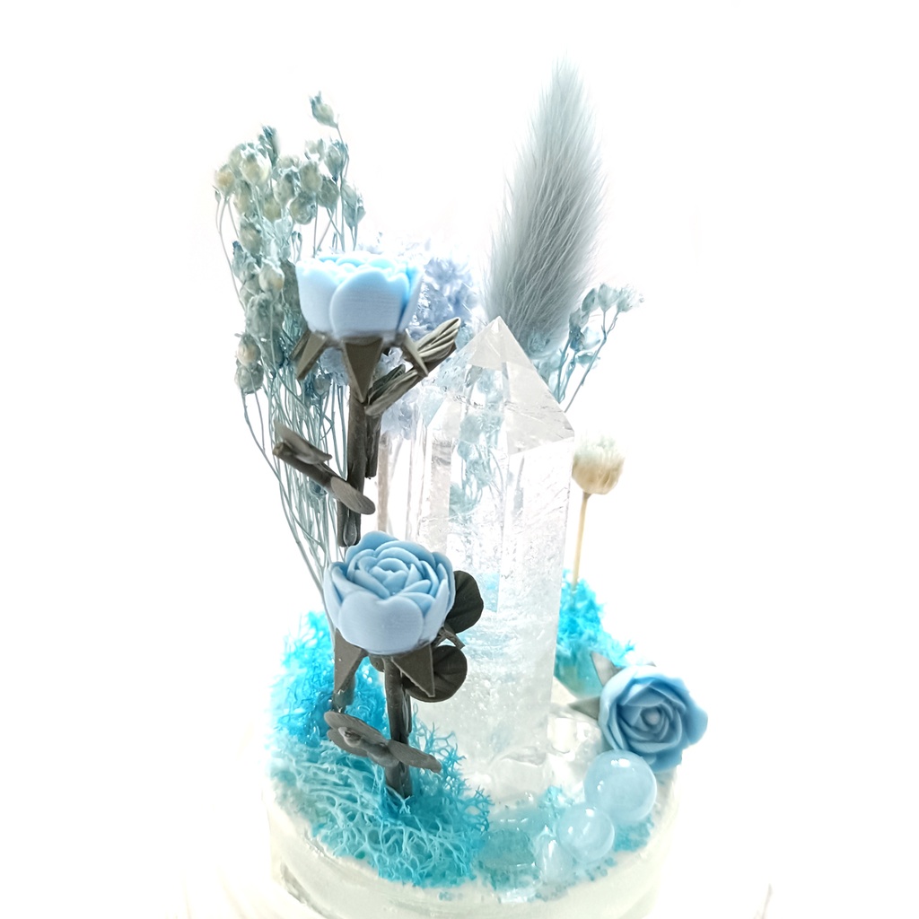 鉱物ランプ『水色』中サイズ・水晶・アクアマリン