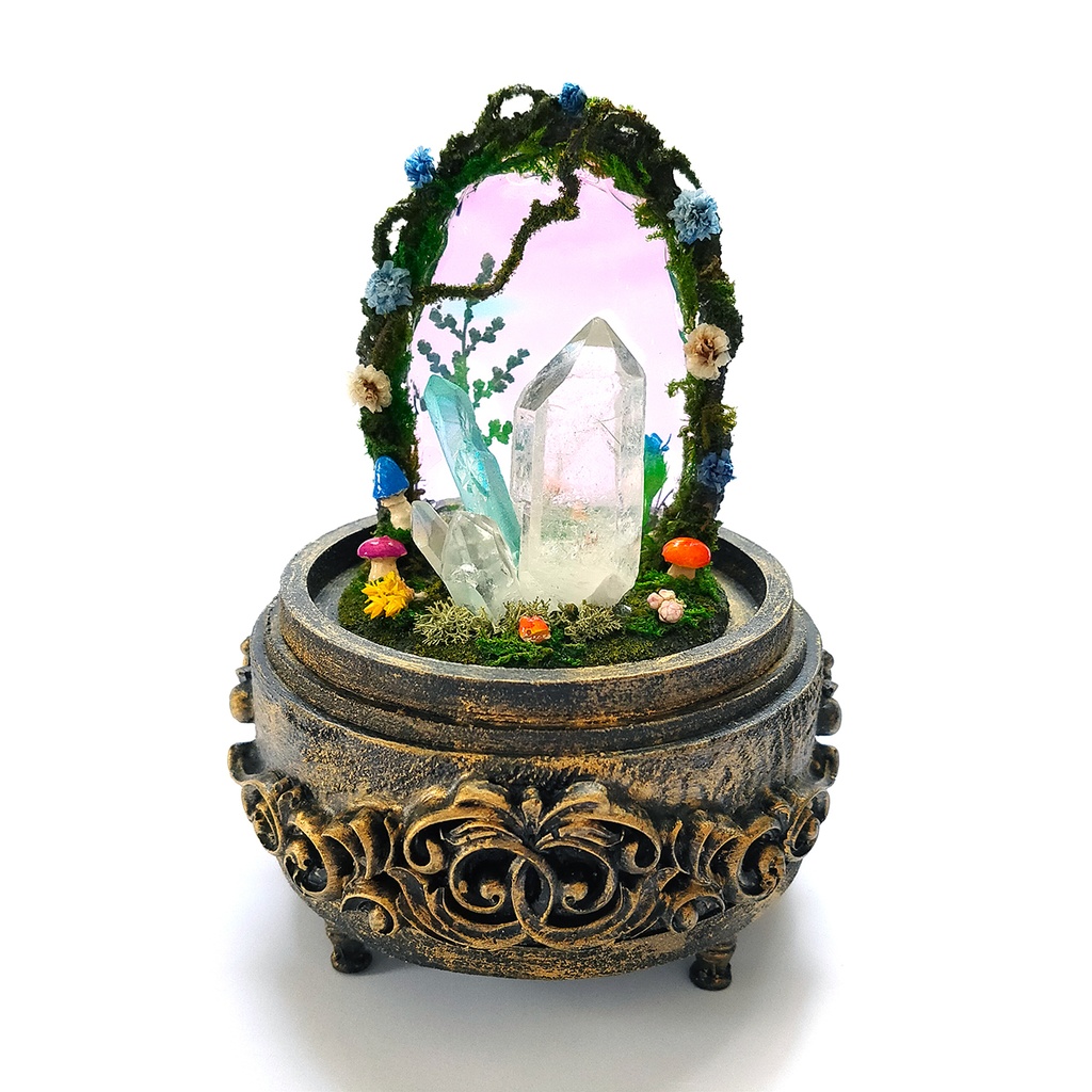 鉱物ランプ『結晶世界への入り口』中・水晶・リモコン切替点灯