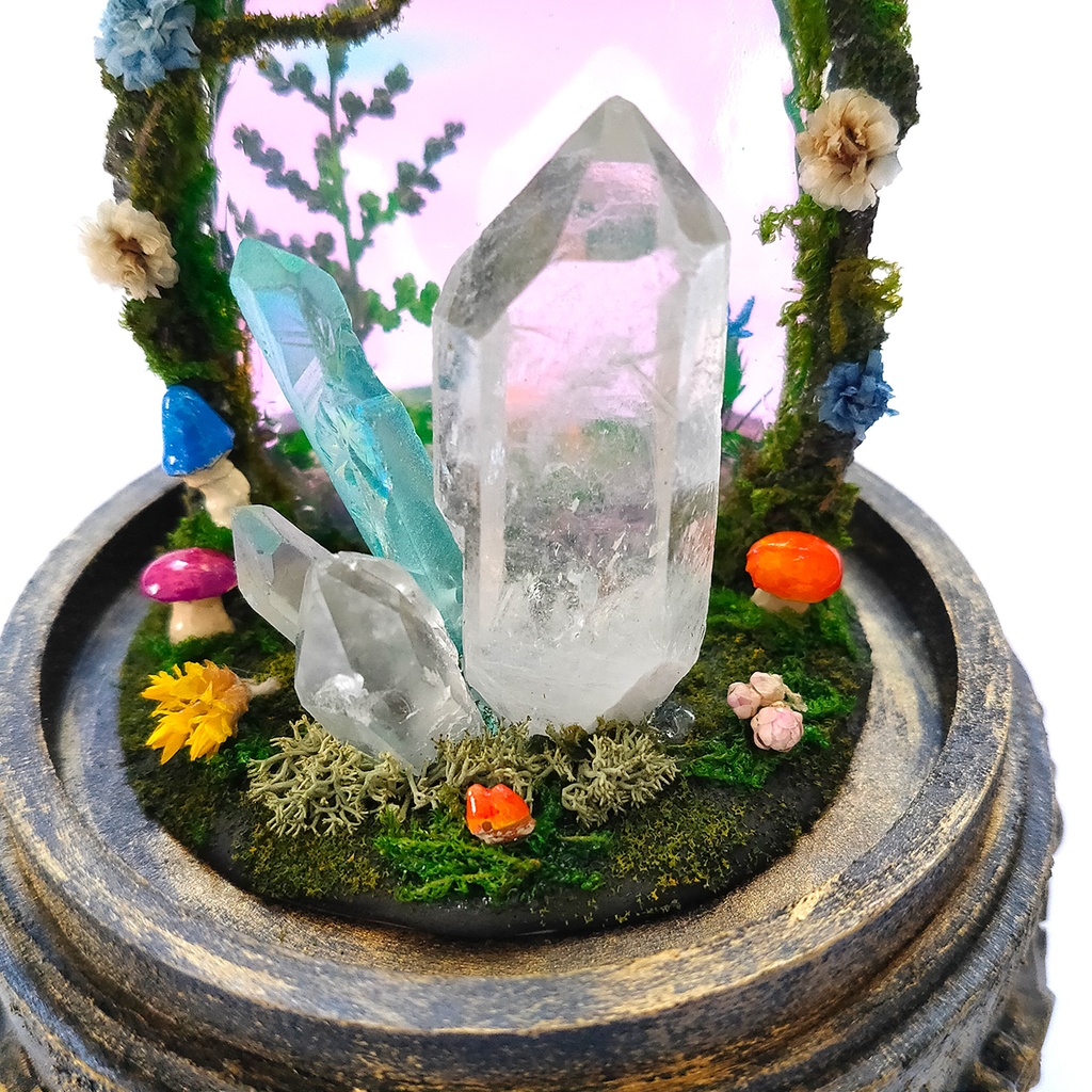 鉱物ランプ『結晶世界への入り口』中・水晶・リモコン切替点灯