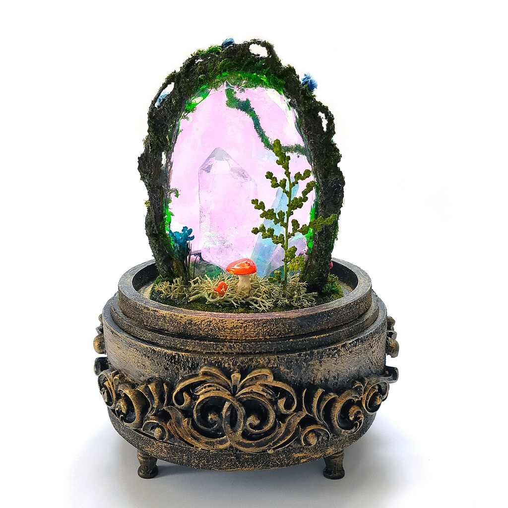 鉱物ランプ『結晶世界への入り口』中・水晶・リモコン切替点灯