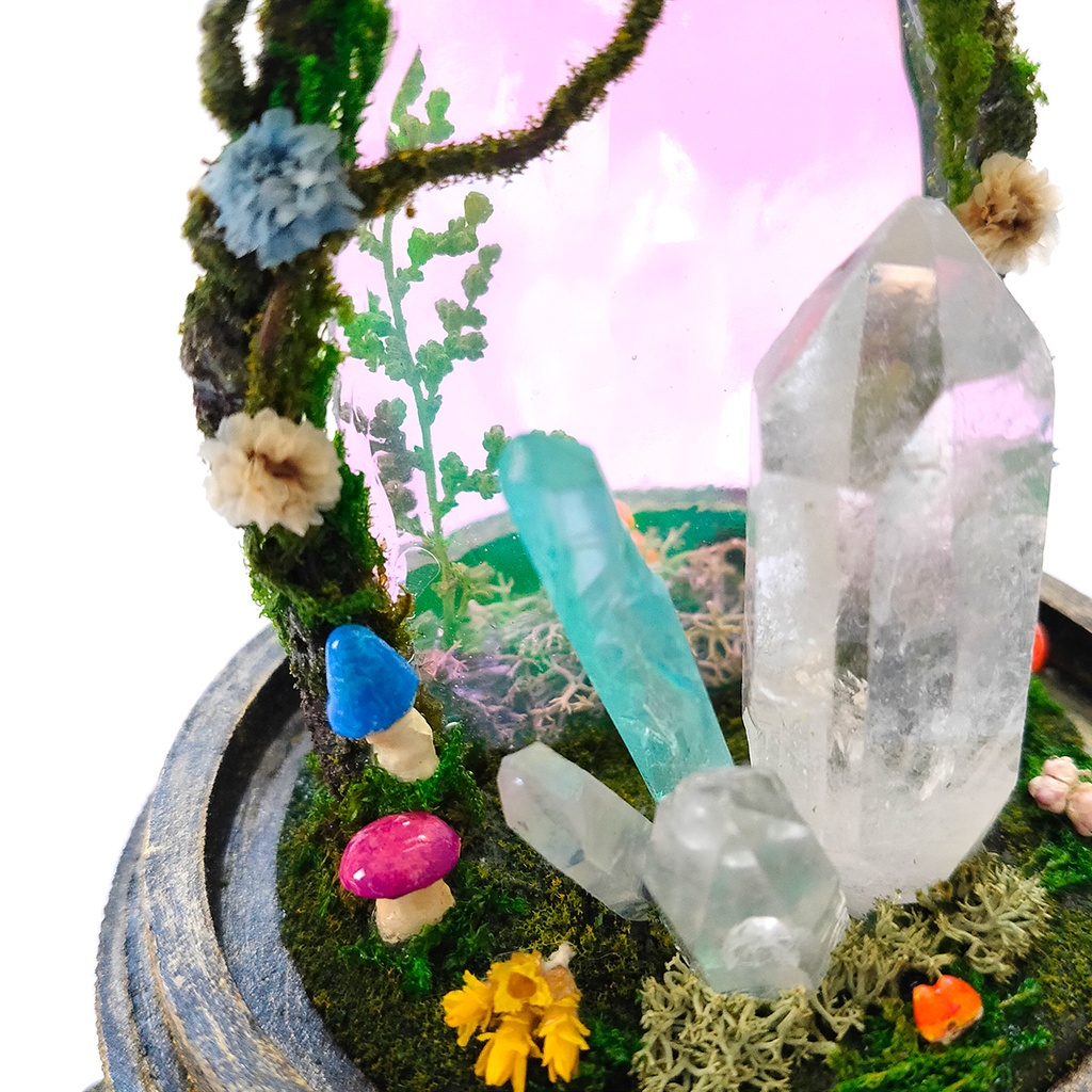 鉱物ランプ『結晶世界への入り口』中・水晶・リモコン切替点灯