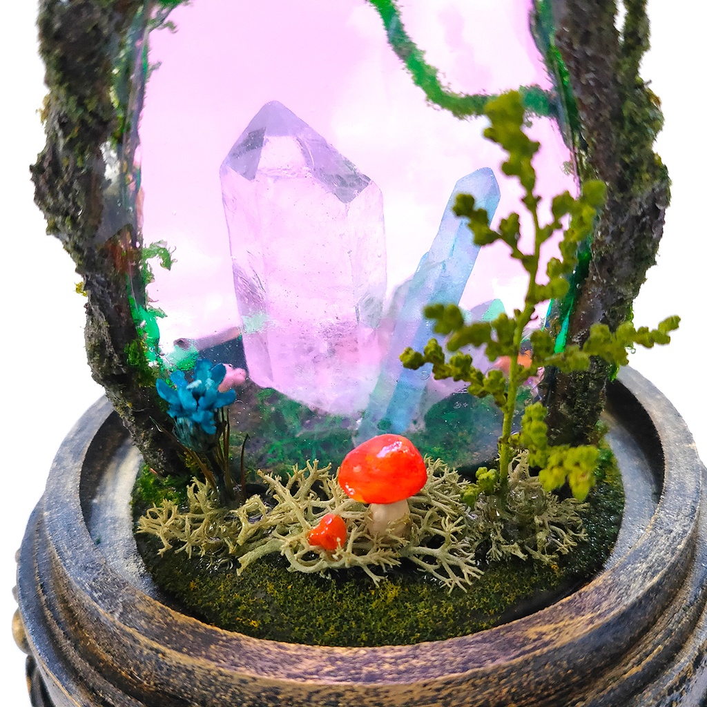 鉱物ランプ『結晶世界への入り口』中・水晶・リモコン切替点灯