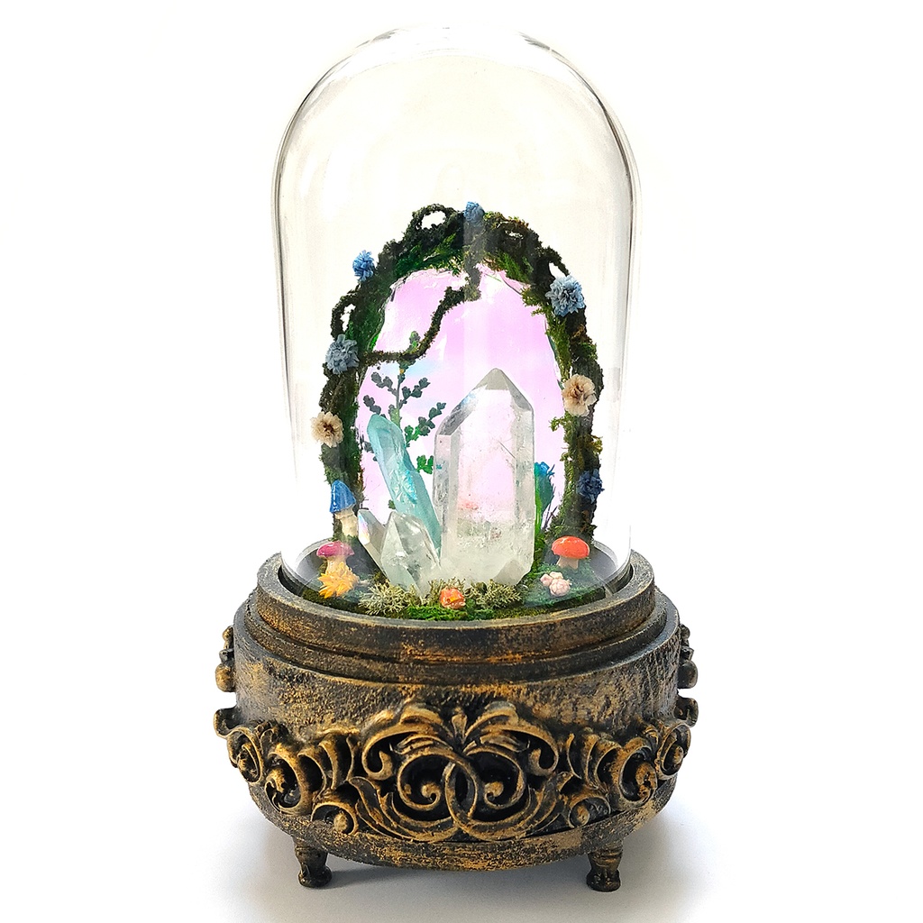 鉱物ランプ『結晶世界への入り口』中・水晶・リモコン切替点灯