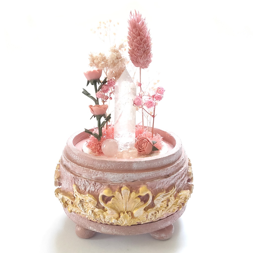 鉱物ランプ『ピンク』中サイズ・水晶・モルガナイト