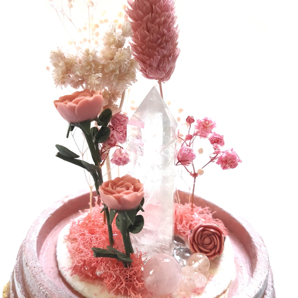 鉱物ランプ『ピンク』中サイズ・水晶・モルガナイト