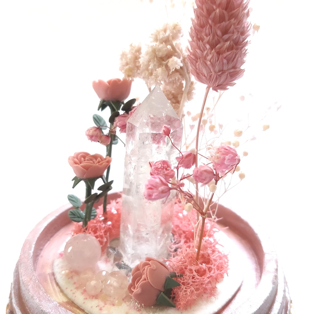 鉱物ランプ『ピンク』中サイズ・水晶・モルガナイト