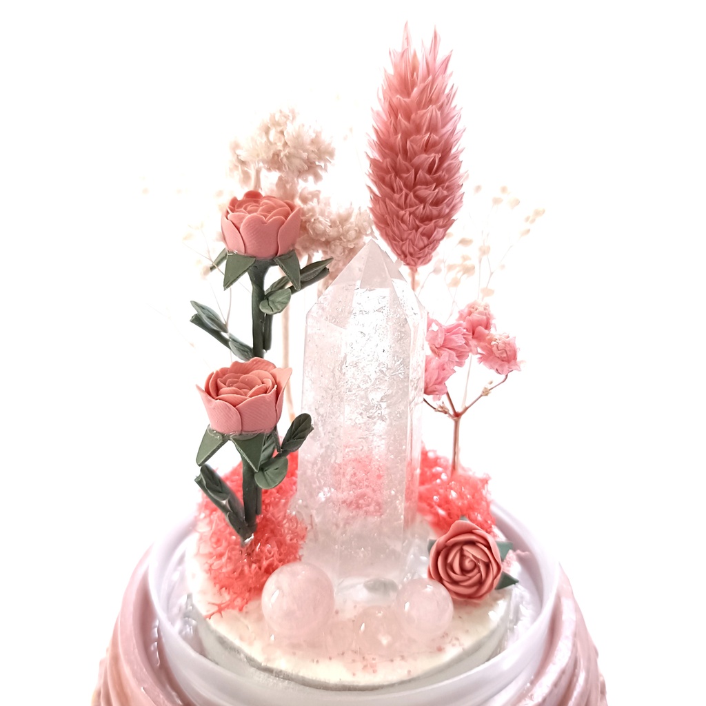 鉱物ランプ『ピンク』中サイズ・水晶・モルガナイト