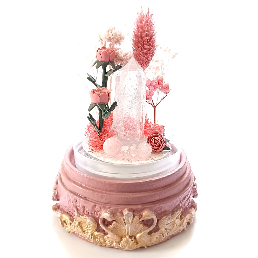 鉱物ランプ『ピンク』中サイズ・水晶・モルガナイト