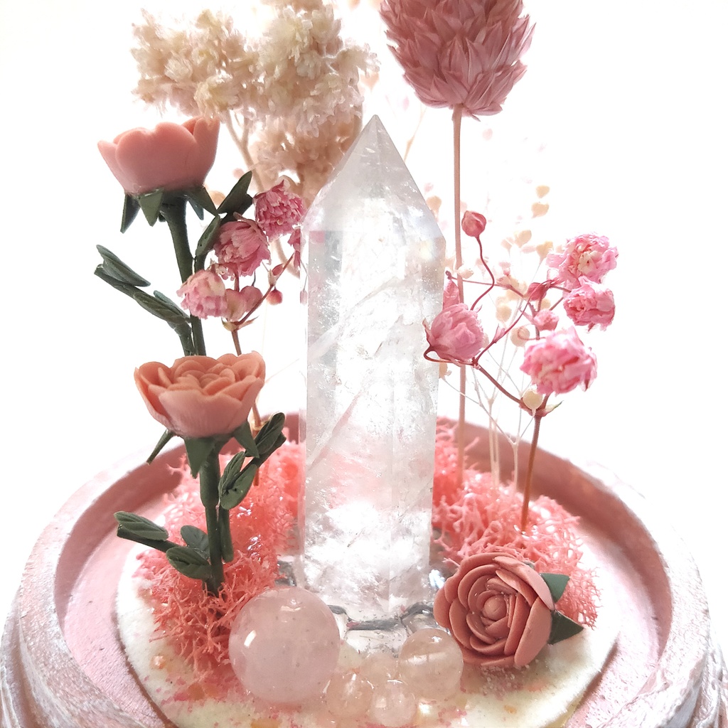 鉱物ランプ『ピンク』中サイズ・水晶・モルガナイト