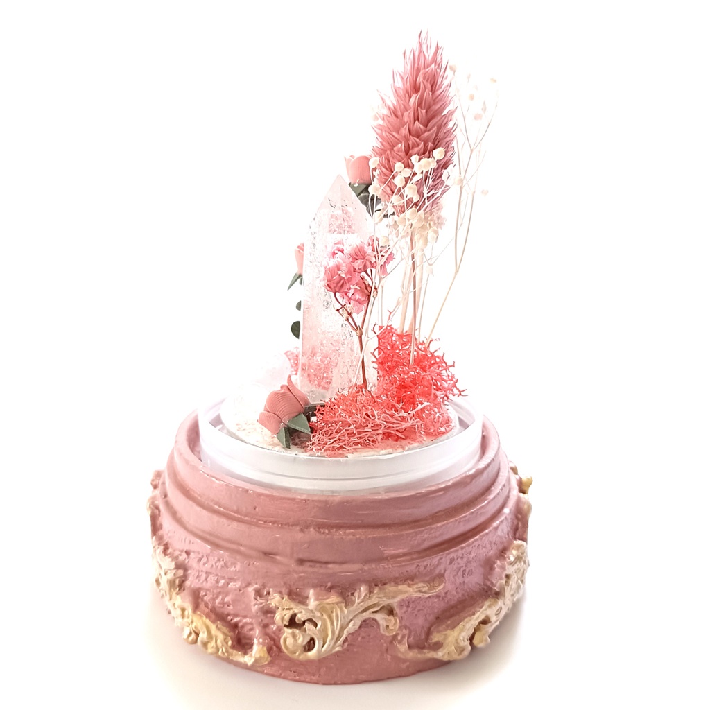 鉱物ランプ『ピンク』中サイズ・水晶・モルガナイト