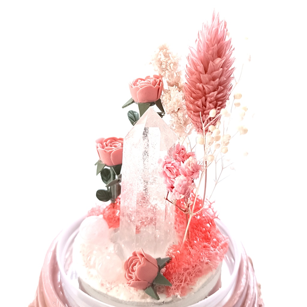 鉱物ランプ『ピンク』中サイズ・水晶・モルガナイト