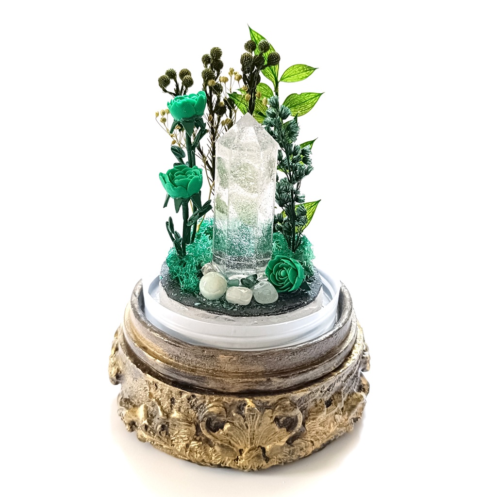 鉱物ランプ『緑』中サイズ・水晶・エメラルド・ヒスイ