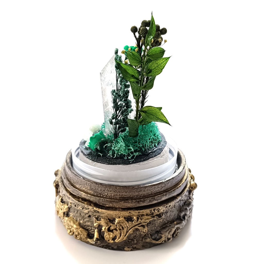 鉱物ランプ『緑』中サイズ・水晶・エメラルド・ヒスイ