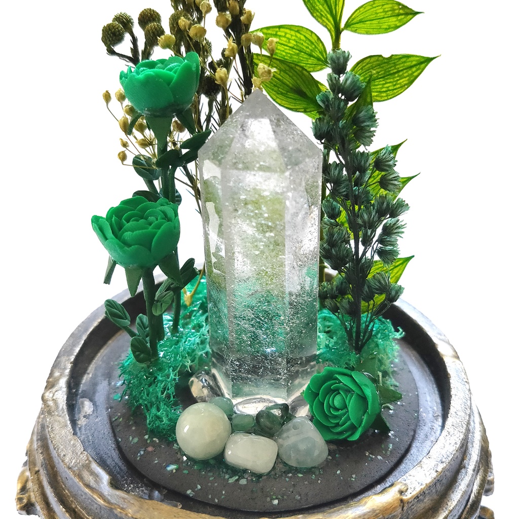 鉱物ランプ『緑』中サイズ・水晶・エメラルド