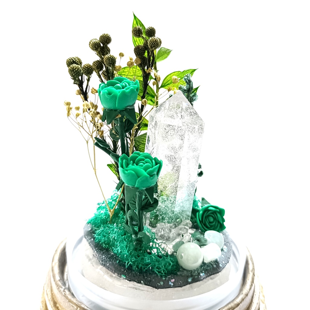 鉱物ランプ『緑』中サイズ・水晶・エメラルド・ヒスイ