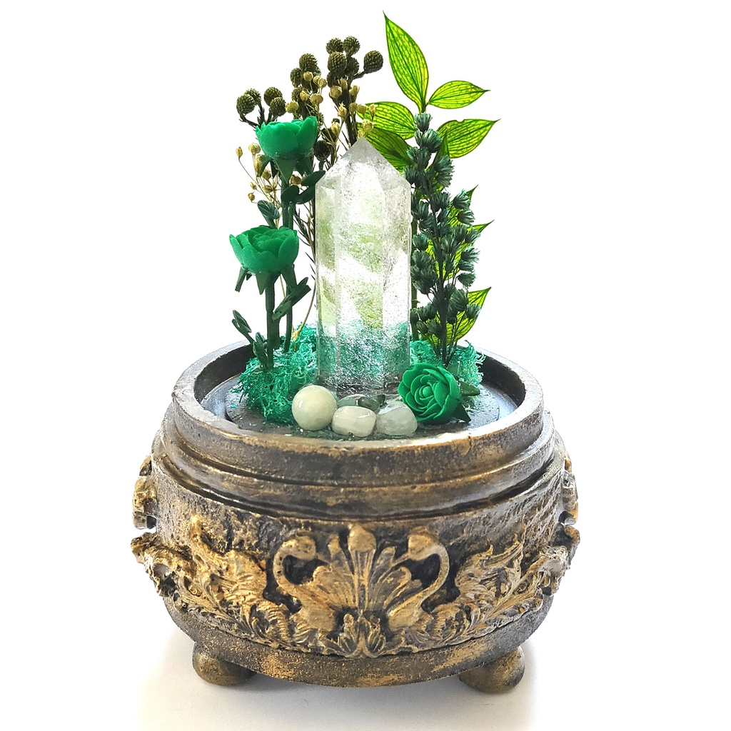 鉱物ランプ『緑』中サイズ・水晶・エメラルド