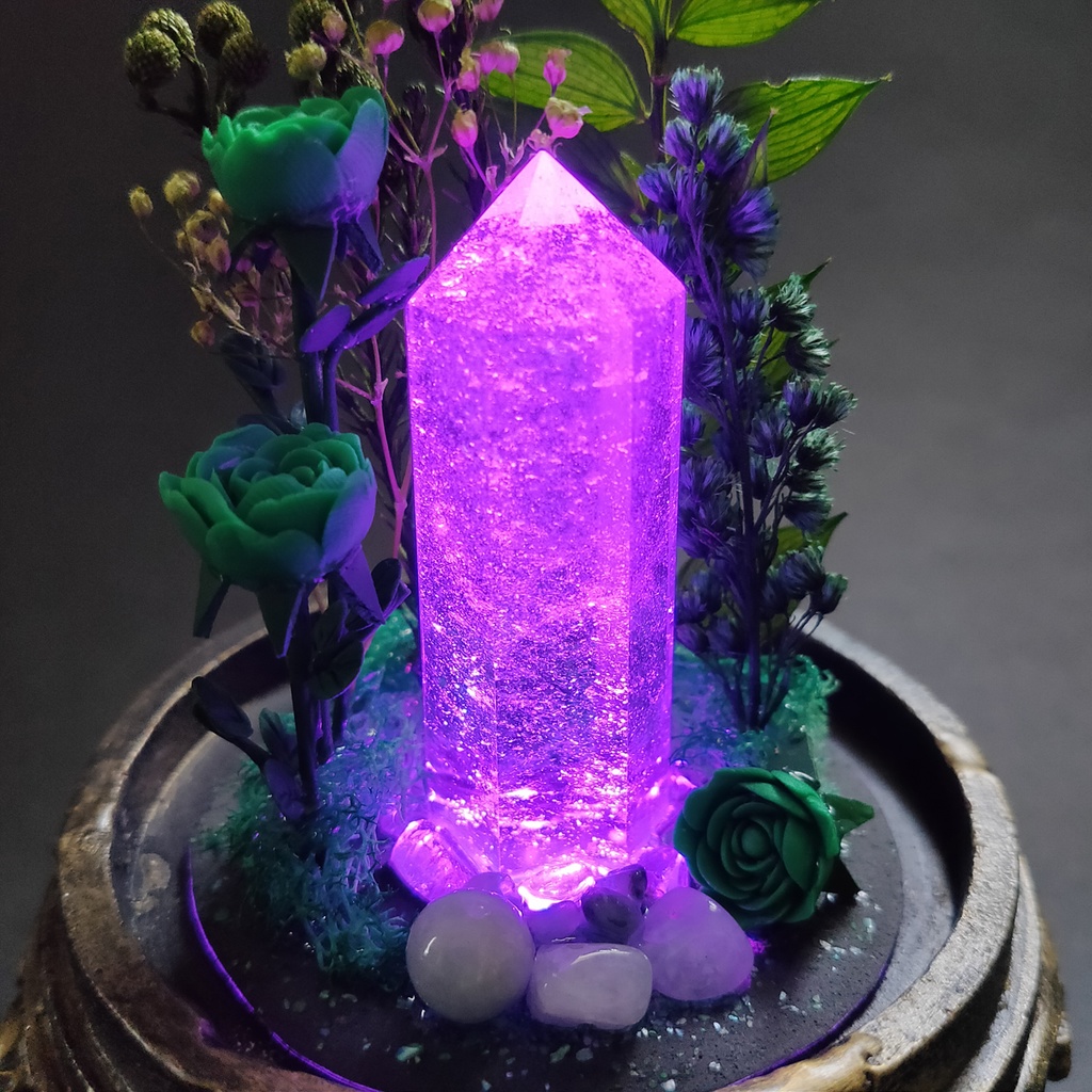 鉱物ランプ『緑』中サイズ・水晶・エメラルド