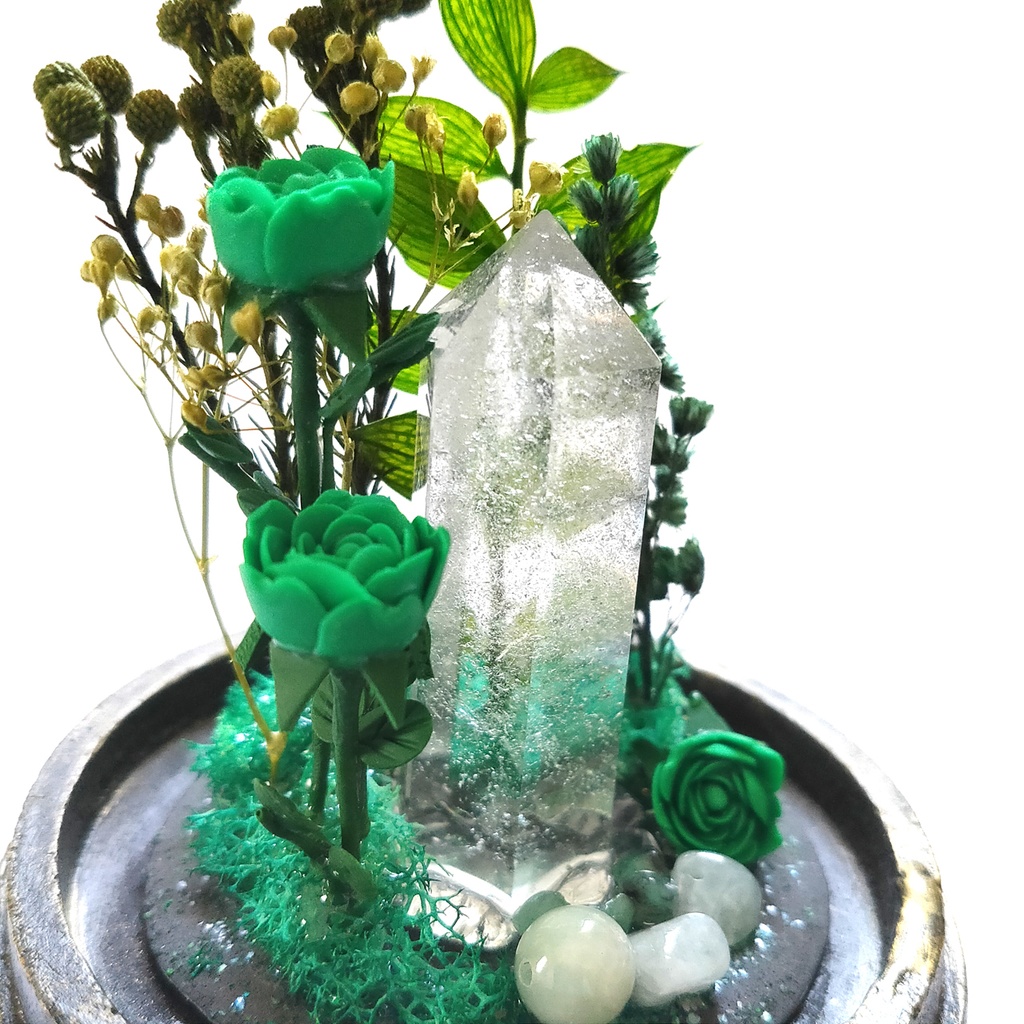 鉱物ランプ『緑』中サイズ・水晶・エメラルド