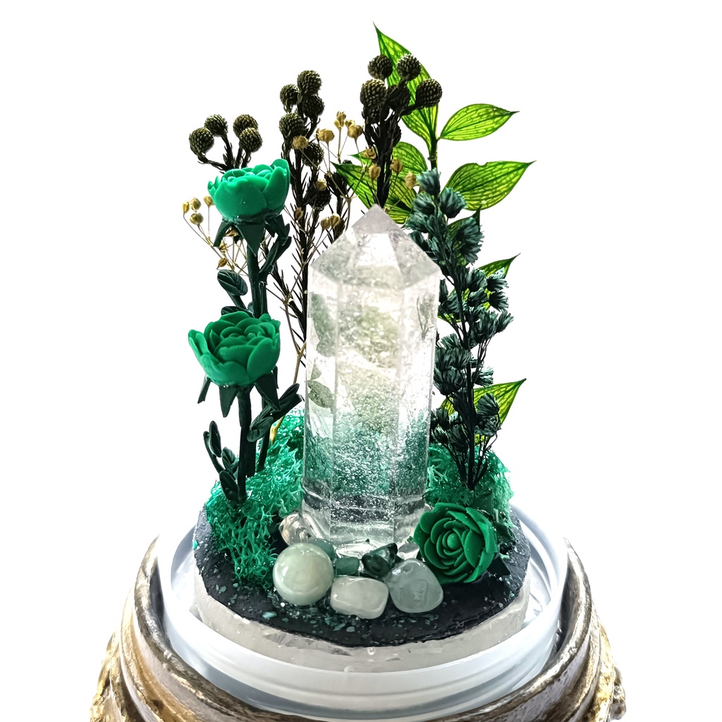 鉱物ランプ『緑』中サイズ・水晶・エメラルド・ヒスイ