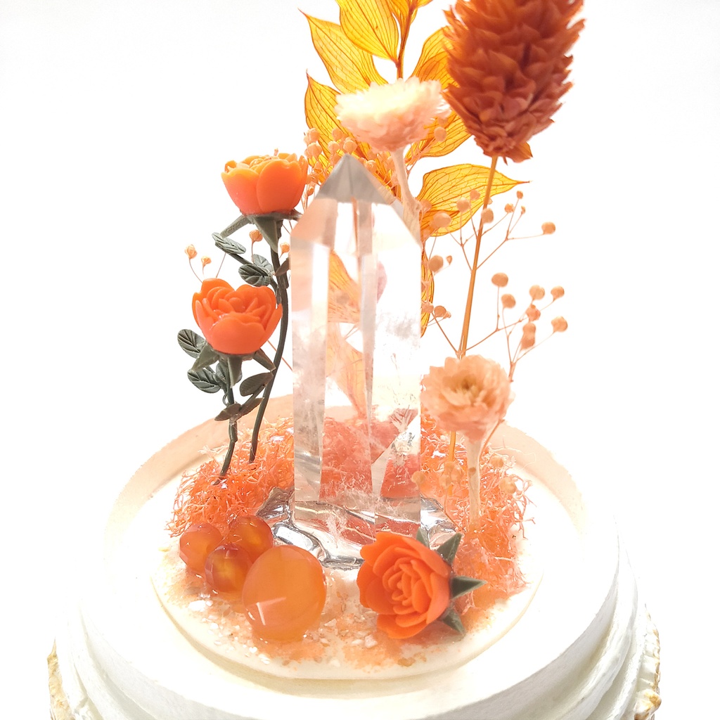 鉱物ランプ『オレンジ』中サイズ・水晶・カーネリアン