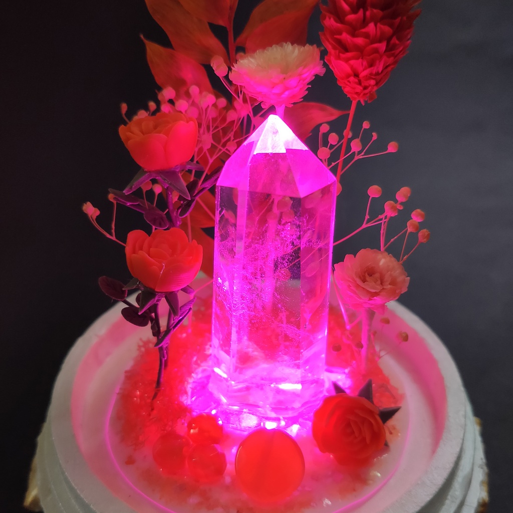 鉱物ランプ『オレンジ』中サイズ・水晶・カーネリアン