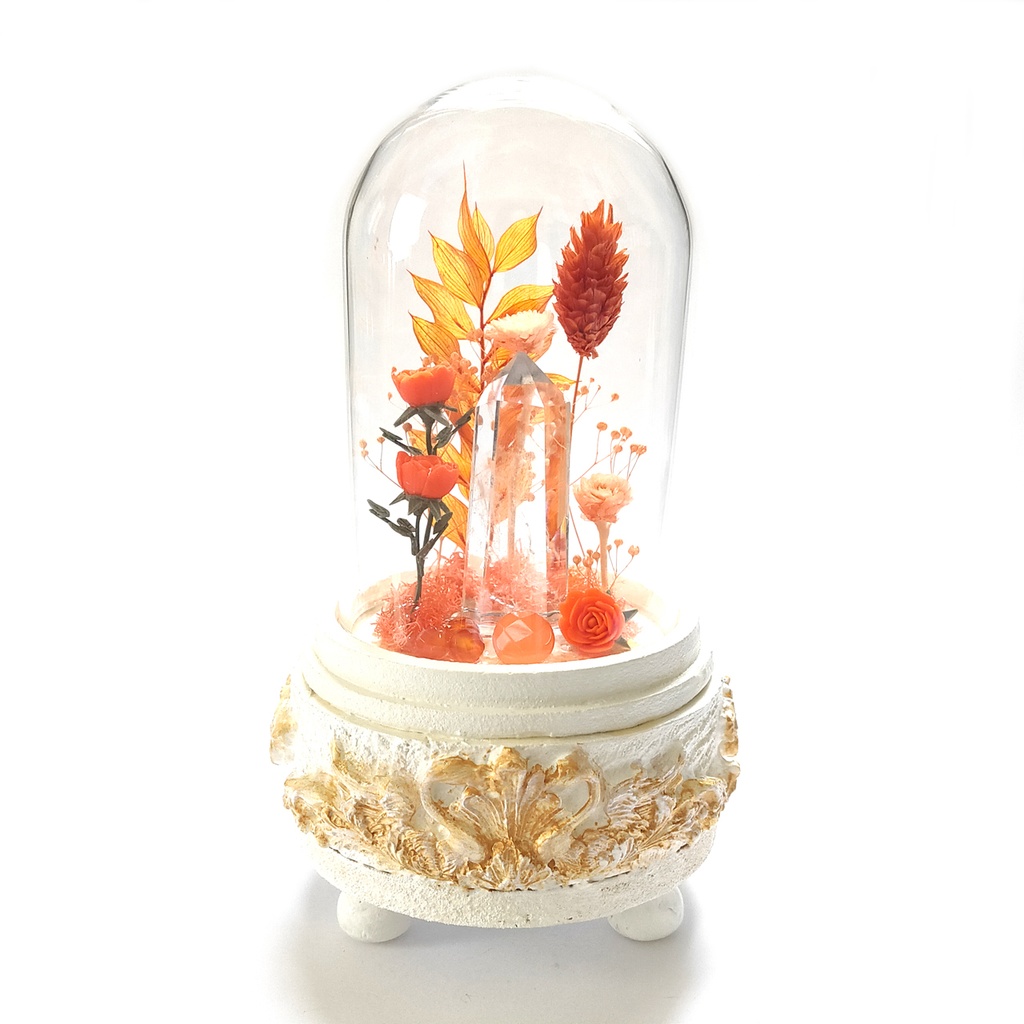 鉱物ランプ『オレンジ』中サイズ・水晶・カーネリアン