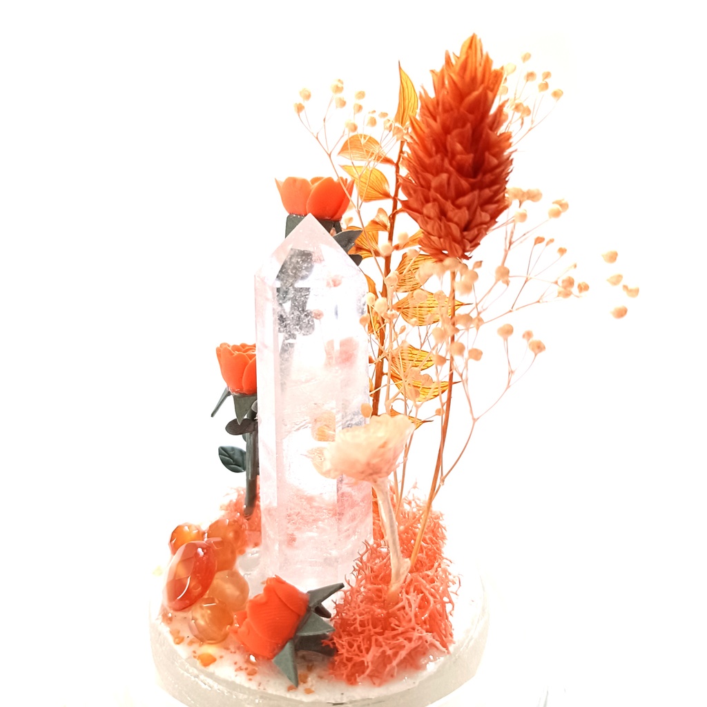 鉱物ランプ『オレンジ』中サイズ・水晶・カーネリアン