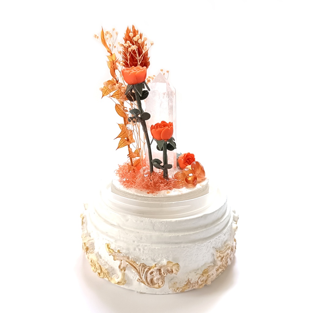 鉱物ランプ『オレンジ』中サイズ・水晶・カーネリアン