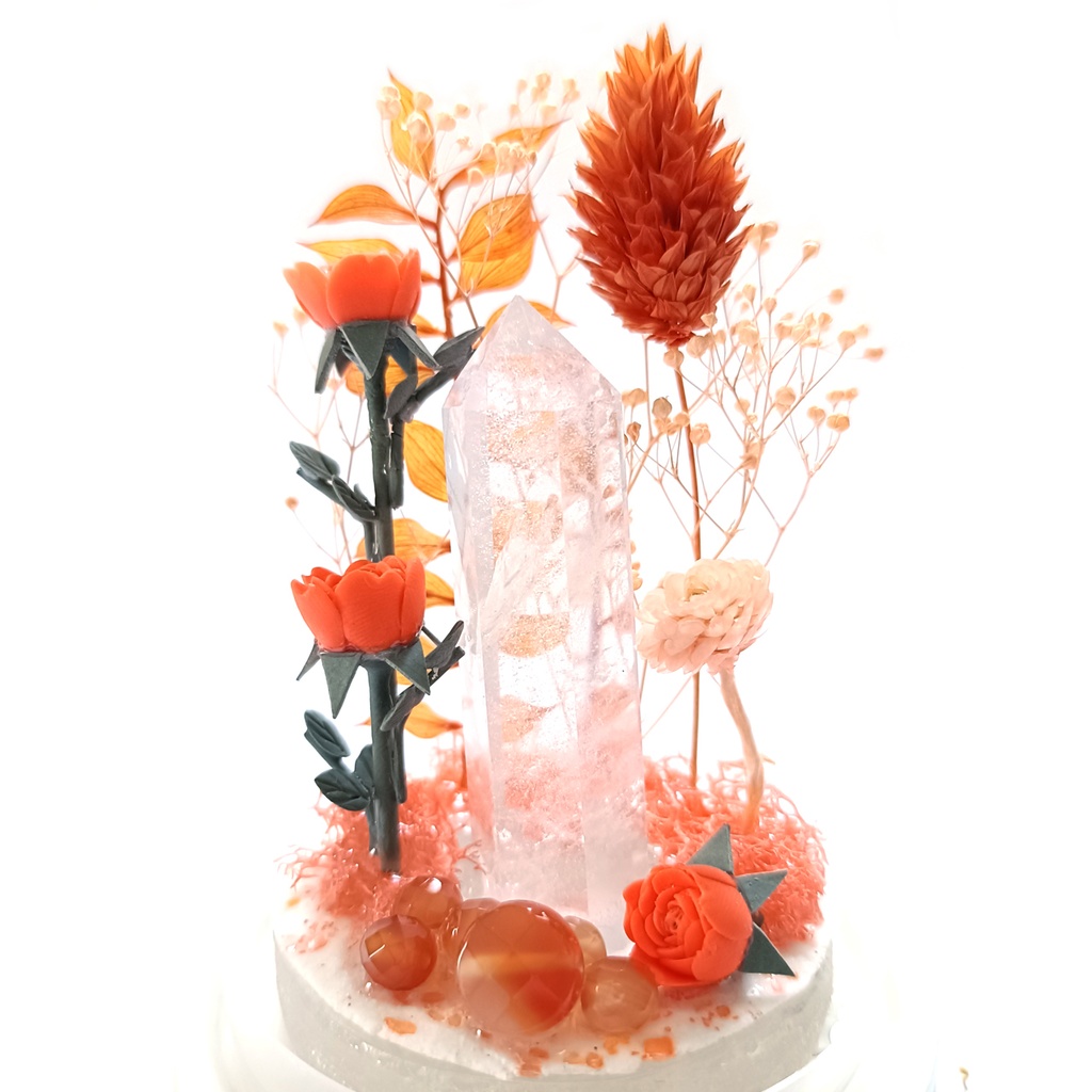 鉱物ランプ『オレンジ』中サイズ・水晶・カーネリアン