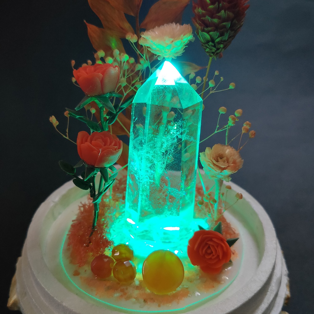 鉱物ランプ『オレンジ』中サイズ・水晶・カーネリアン