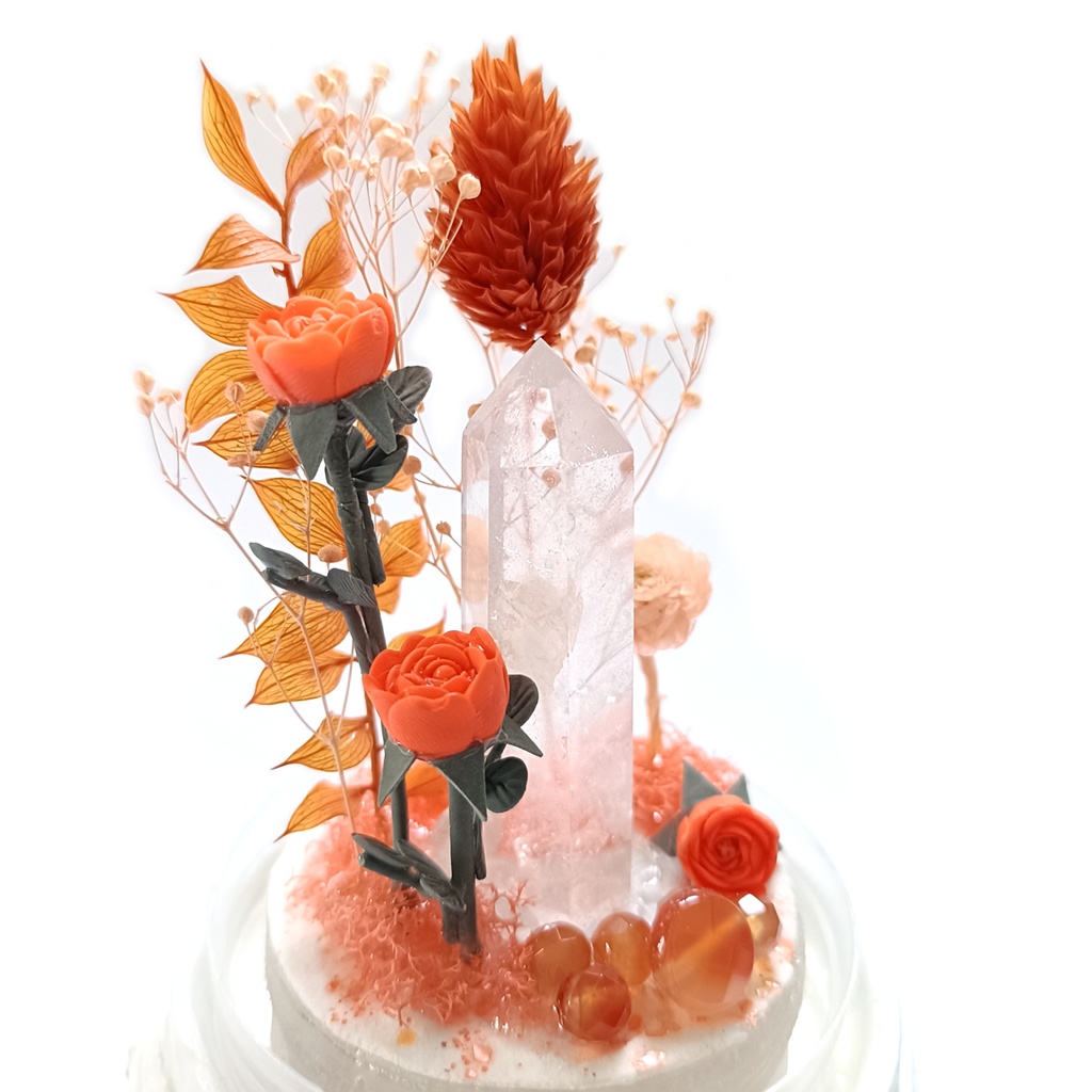 鉱物ランプ『オレンジ』中サイズ・水晶・カーネリアン