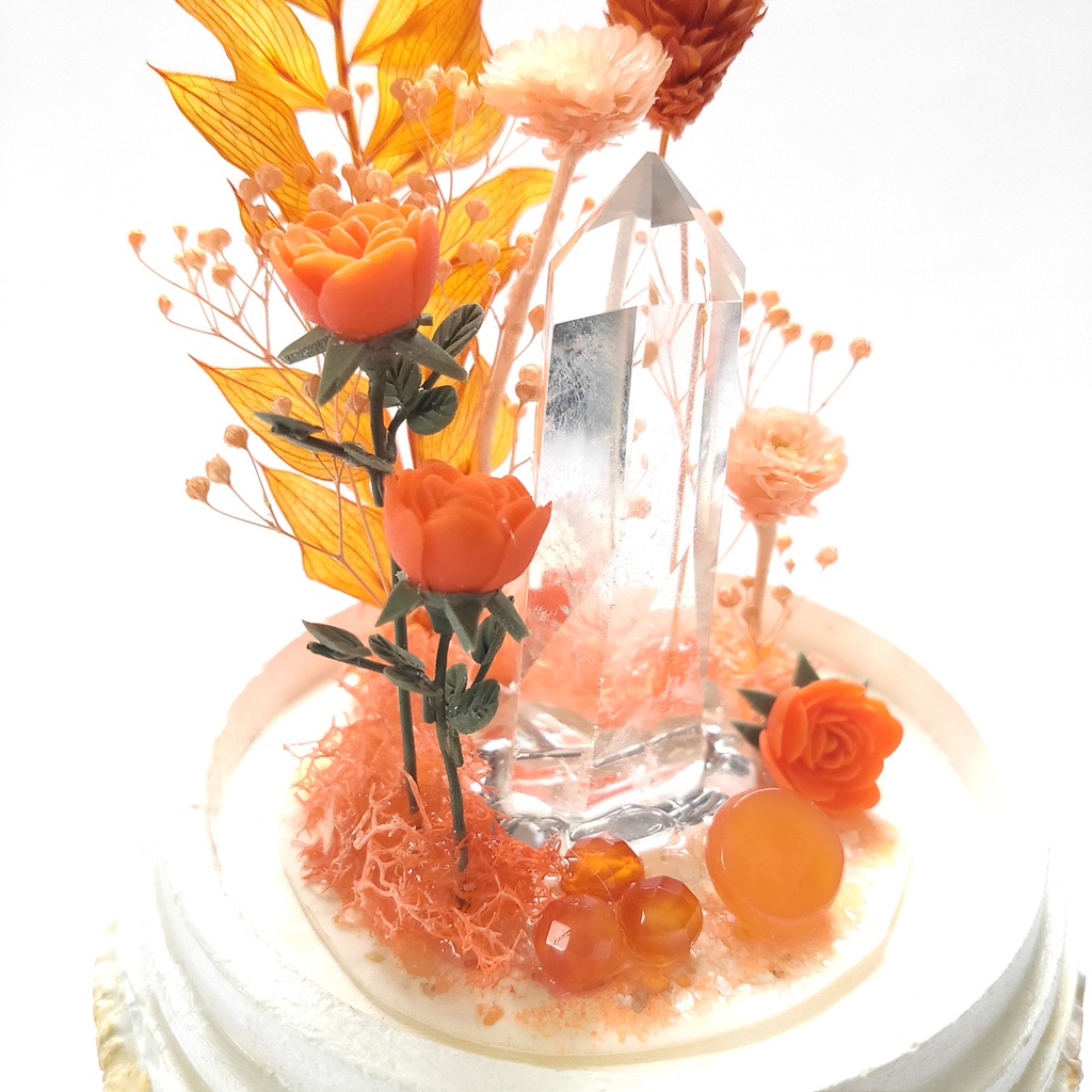 鉱物ランプ『オレンジ』中サイズ・水晶・カーネリアン