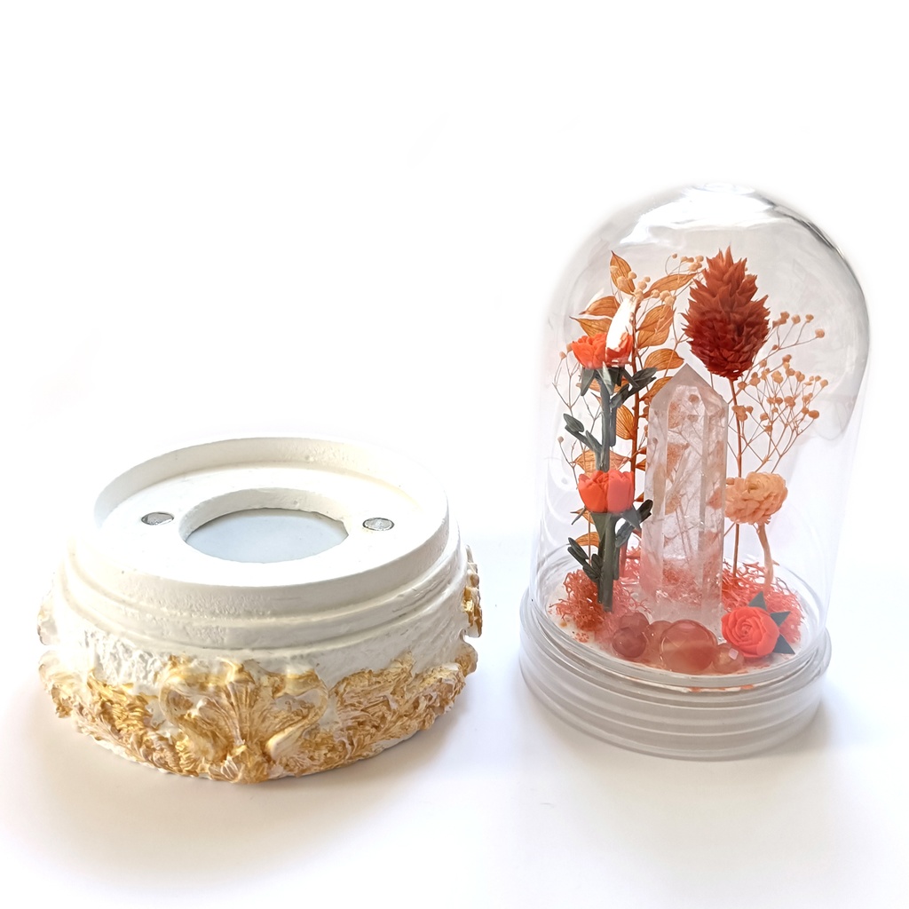 鉱物ランプ『オレンジ』中サイズ・水晶・カーネリアン