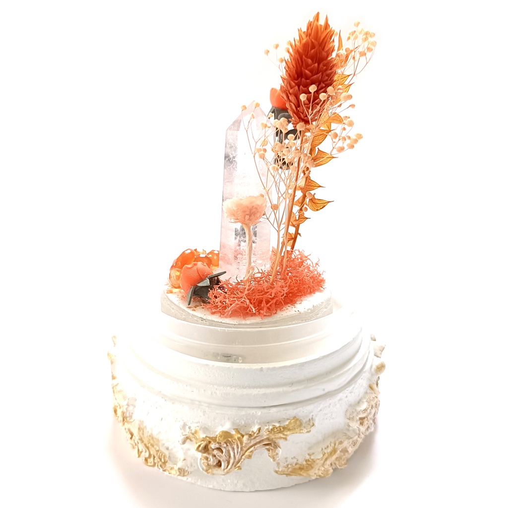 鉱物ランプ『オレンジ』中サイズ・水晶・カーネリアン