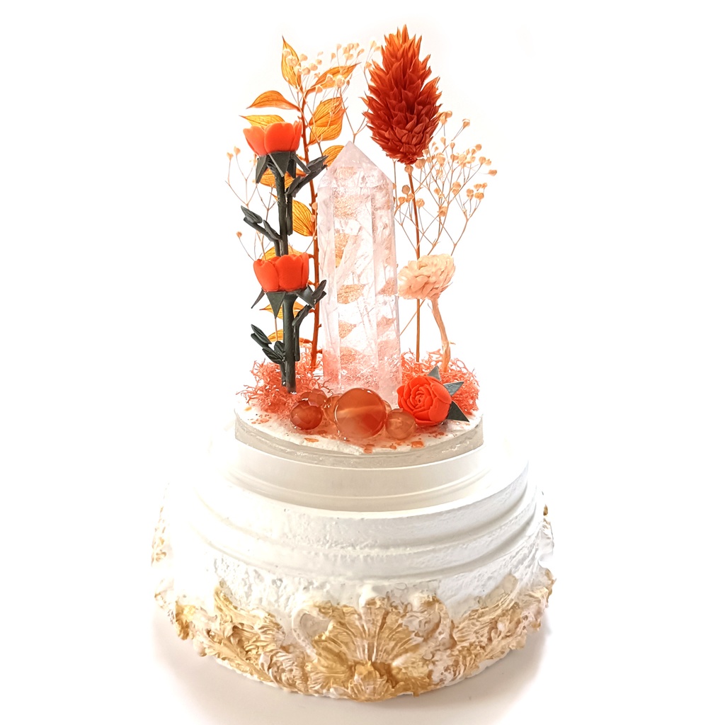 鉱物ランプ『オレンジ』中サイズ・水晶・カーネリアン