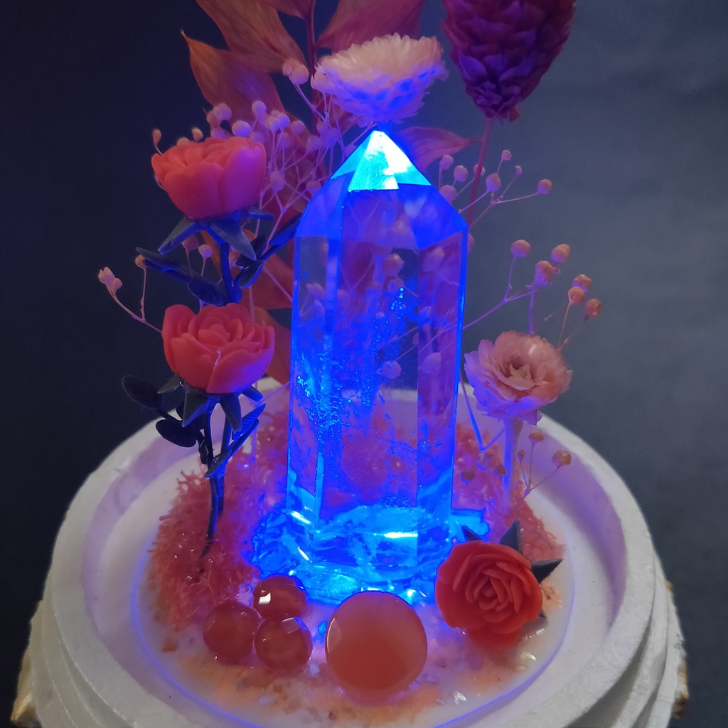 鉱物ランプ『オレンジ』中サイズ・水晶・カーネリアン