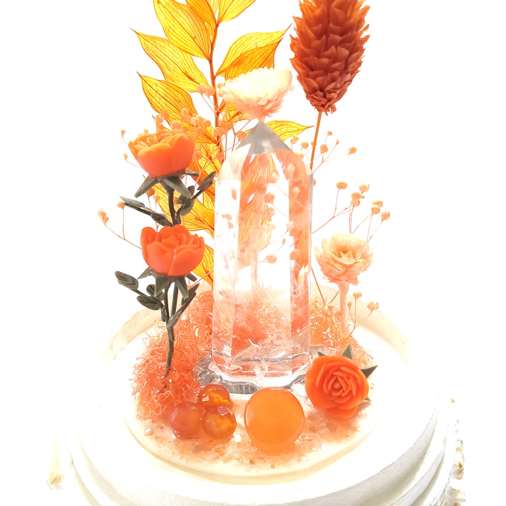 鉱物ランプ『オレンジ』中サイズ・水晶・カーネリアン