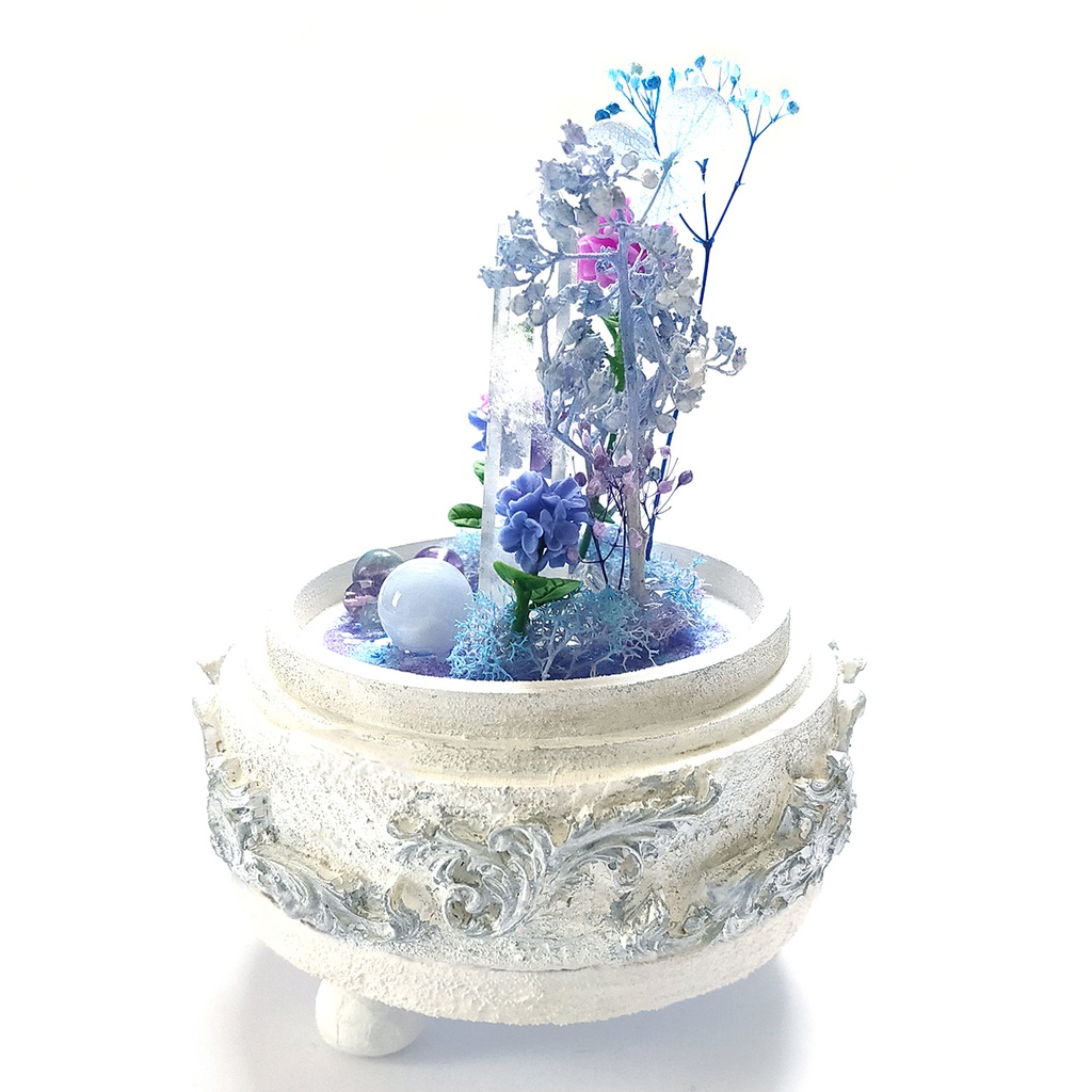 【期間限定・春】鉱物ランプ『紫陽花』中・水晶・リモコン切替点灯